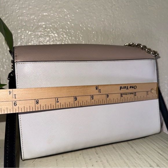 Kate Spade Carson Saffiano Leather Convertible Crossbody Warm Beige Multi Gold - Picture 8 of 16